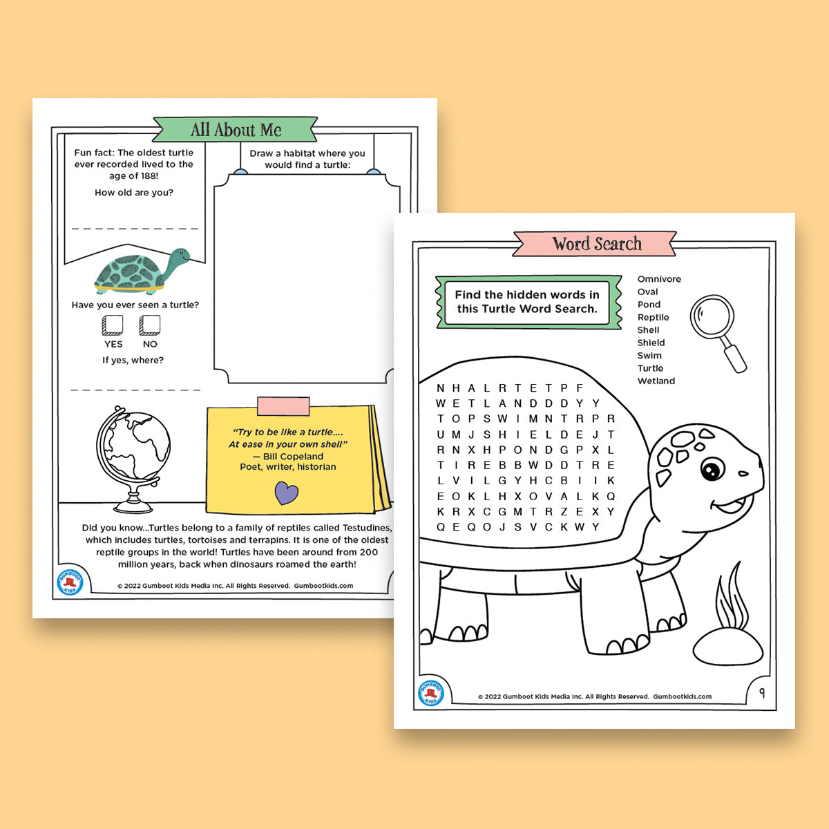 Nature, Gratitude, Mindset - Turtle Activity Pack (Ages 4+) 🍁